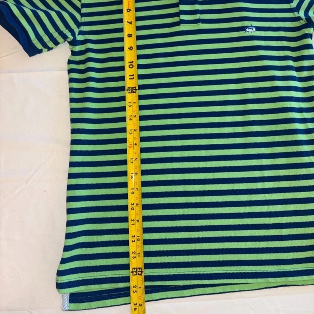 SOUTHERN TIDE BOYS GREEN BLUE STRIPE SHORT SLEEVE SKIPJACK POLO LIKE NEW  XL